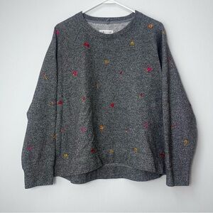 Lou & Grey For Loft Gray Heart Emoji Crew Neck Sweatshirt Size Large